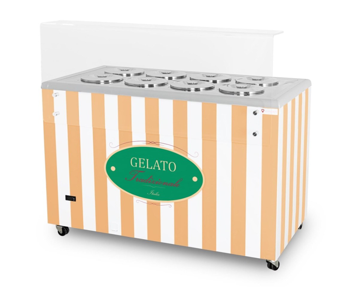 Konserwator do lodów Retro 8 tub okrągłe kuwety Beżowy